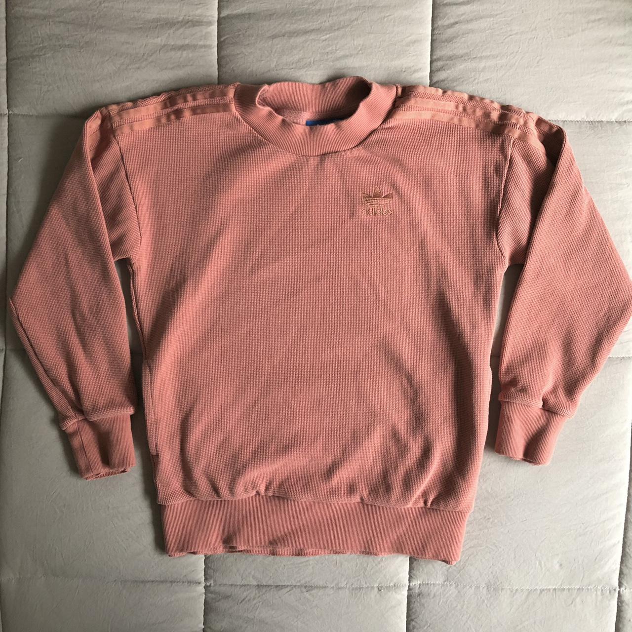 Salmon Waffle Knit Heavy Adidas Sweater with