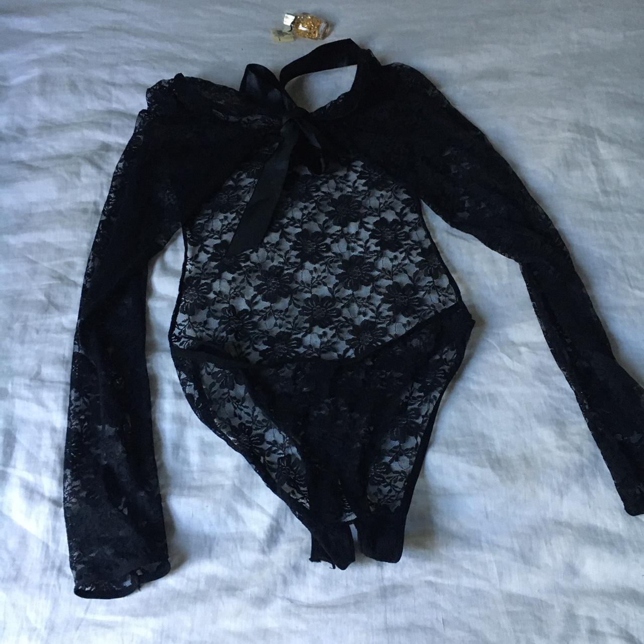 REDUCED Sexy black lace lingerie leotard one... - Depop