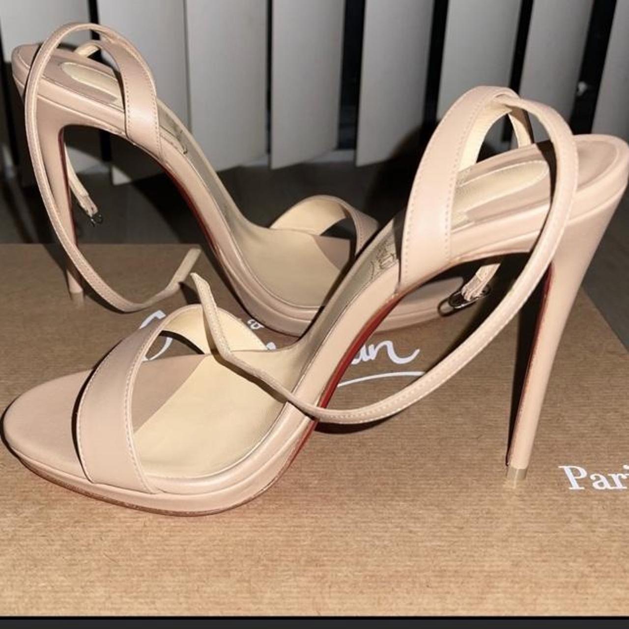 Nude Loubi Queen Ankle Strap Sandal Color Nude Depop