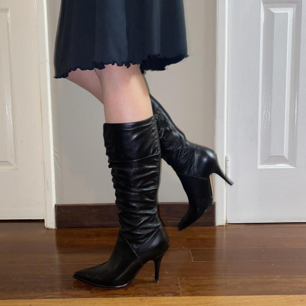 90s black knee high boots