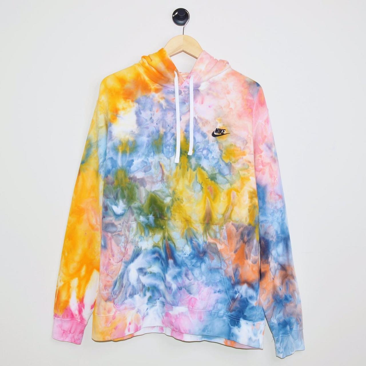 Hand Dyed Nike Hoodie Featuring pastel ice dye with Depop