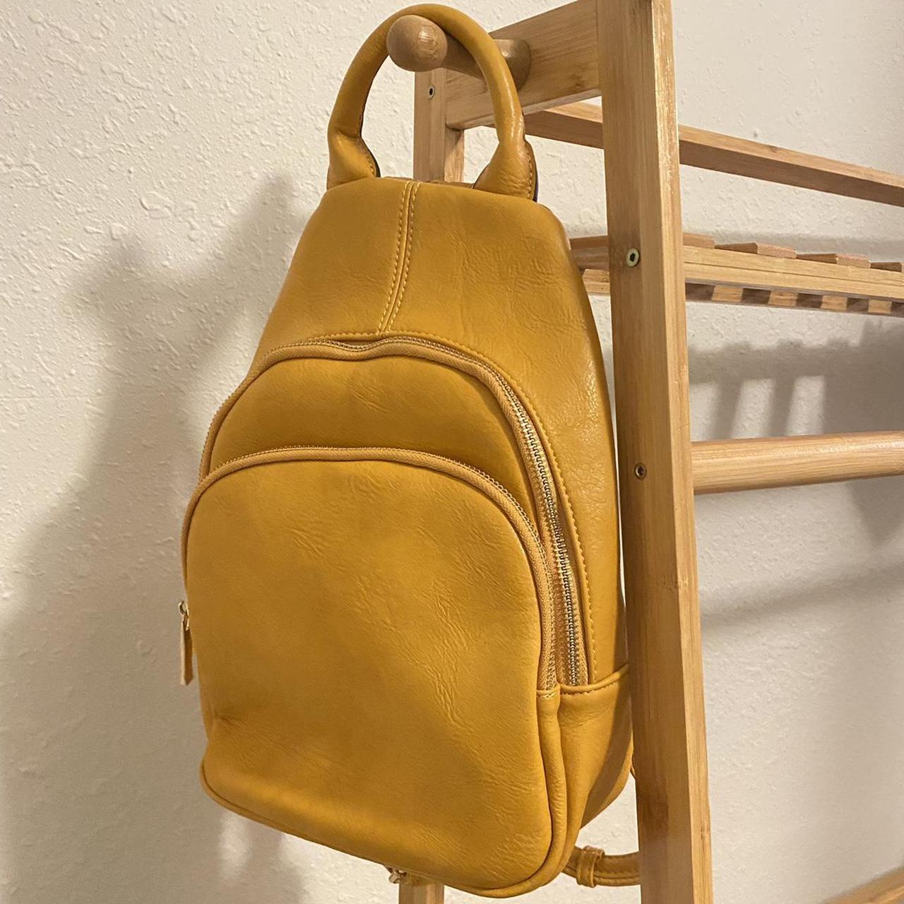 mustard backpack purse