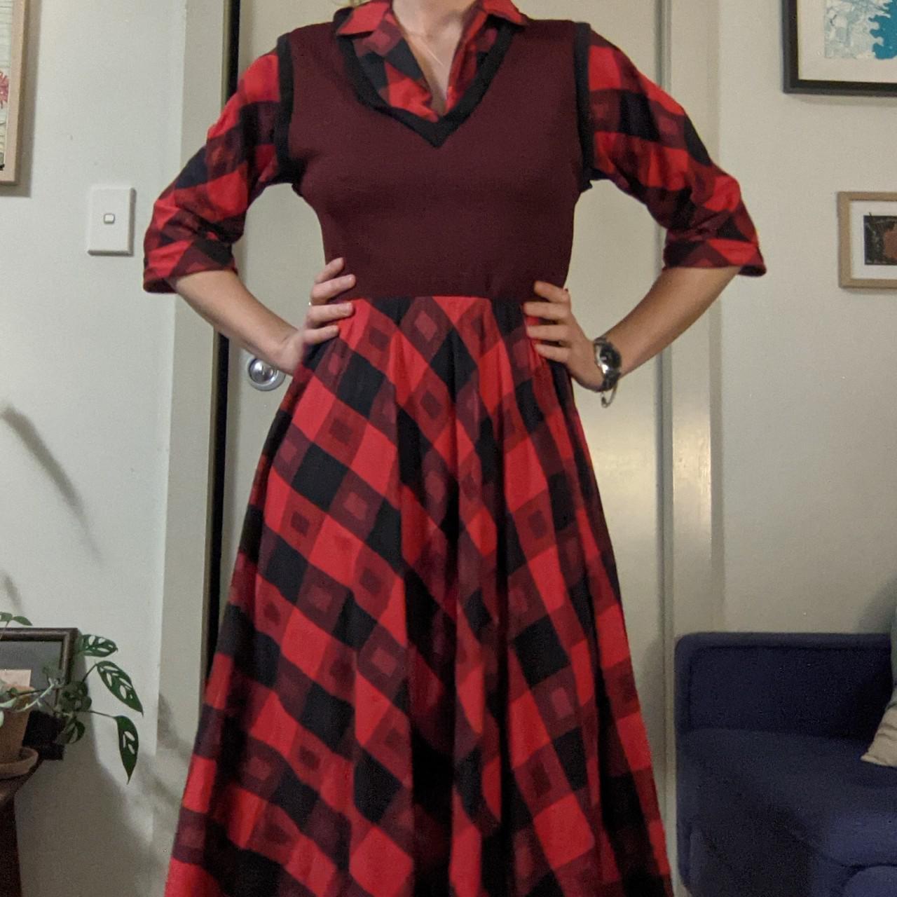 Womens Clothing Warehouse Tartan Dress Red And Black Cotton