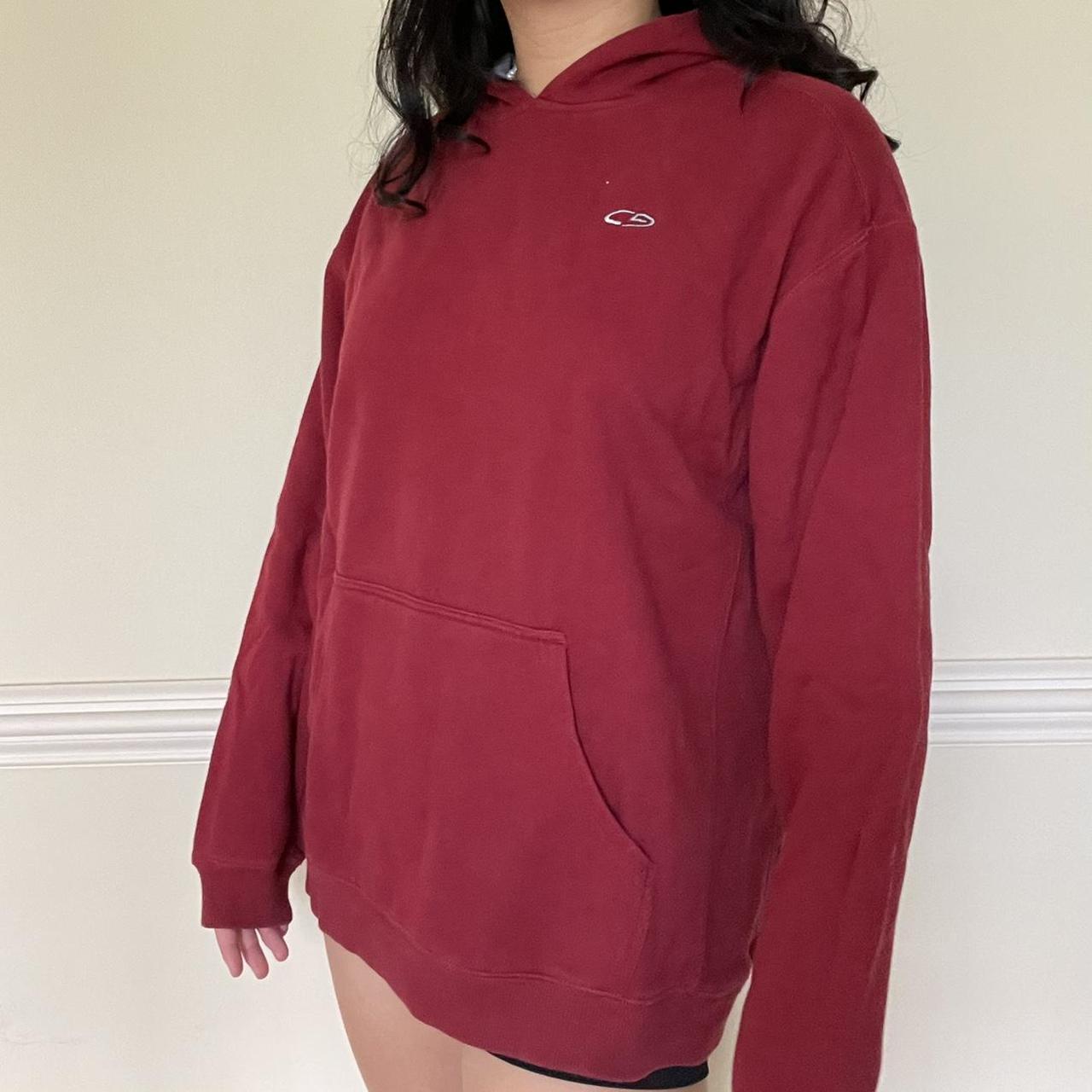 oversized red champion long sleeve hoodie with inner... - Depop