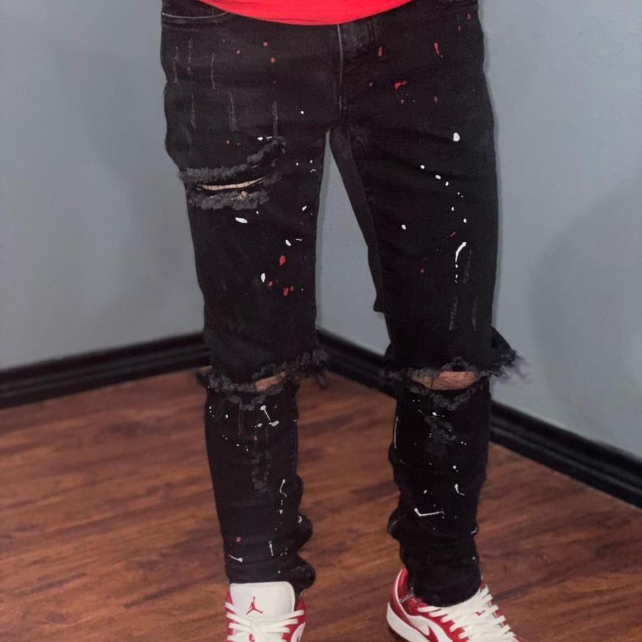 Zumiez Men's Black and Red Jeans Depop