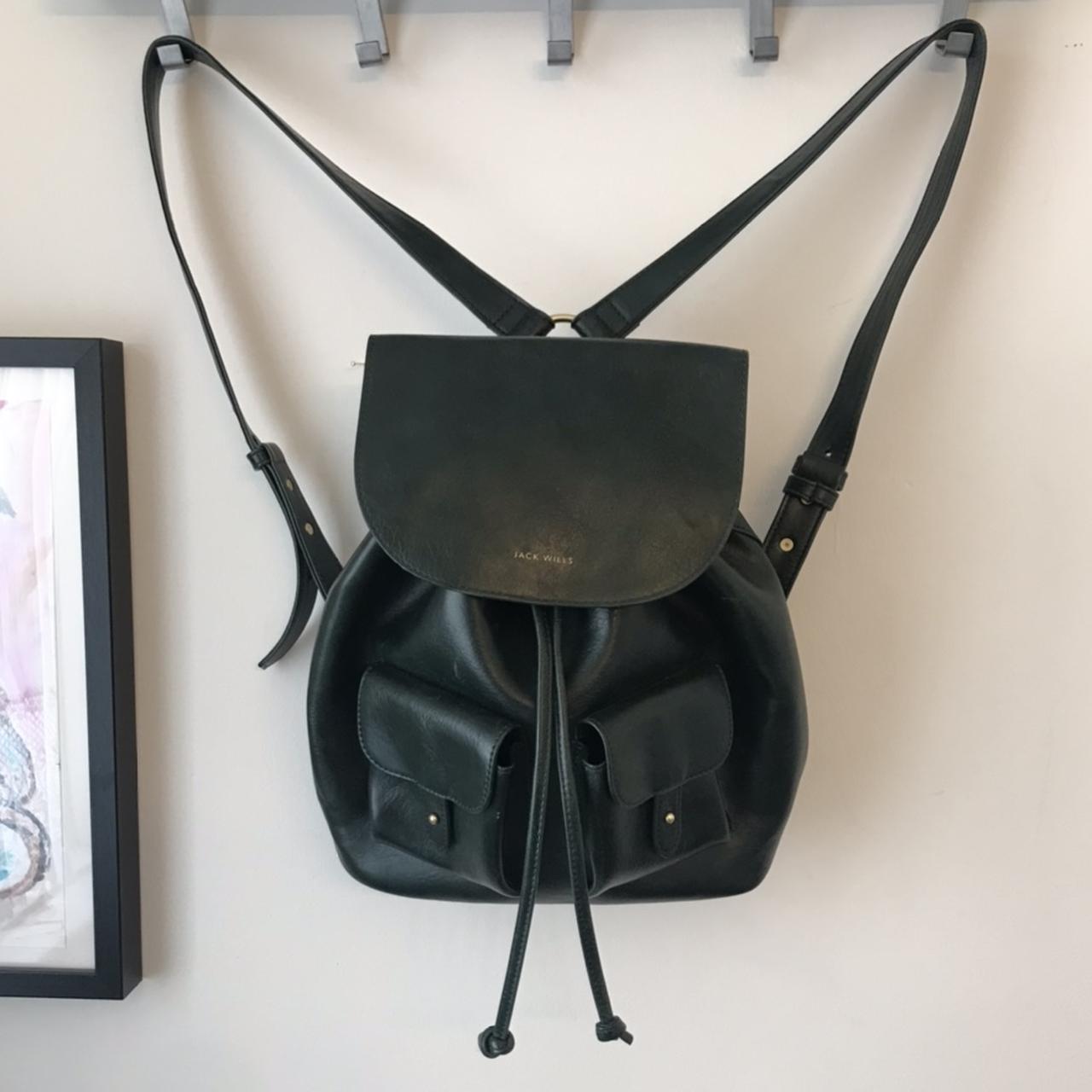 Jack wills dark green leather rucksack • Hardy Depop