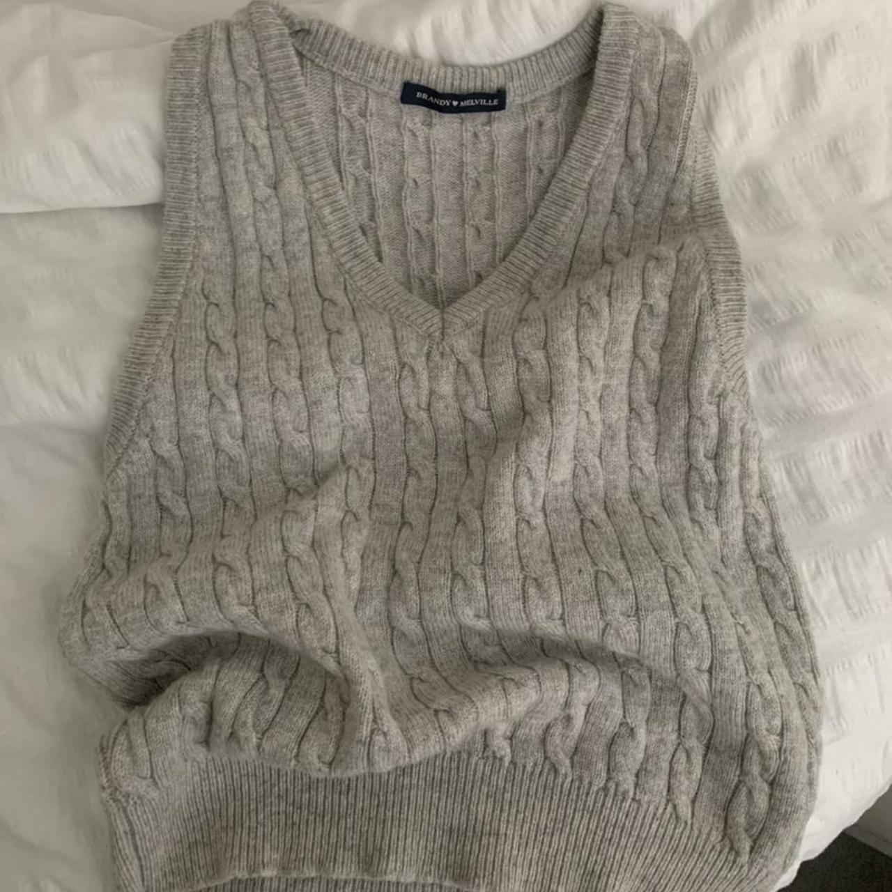 brandy melville grey knit sweater vest so cute j... Depop