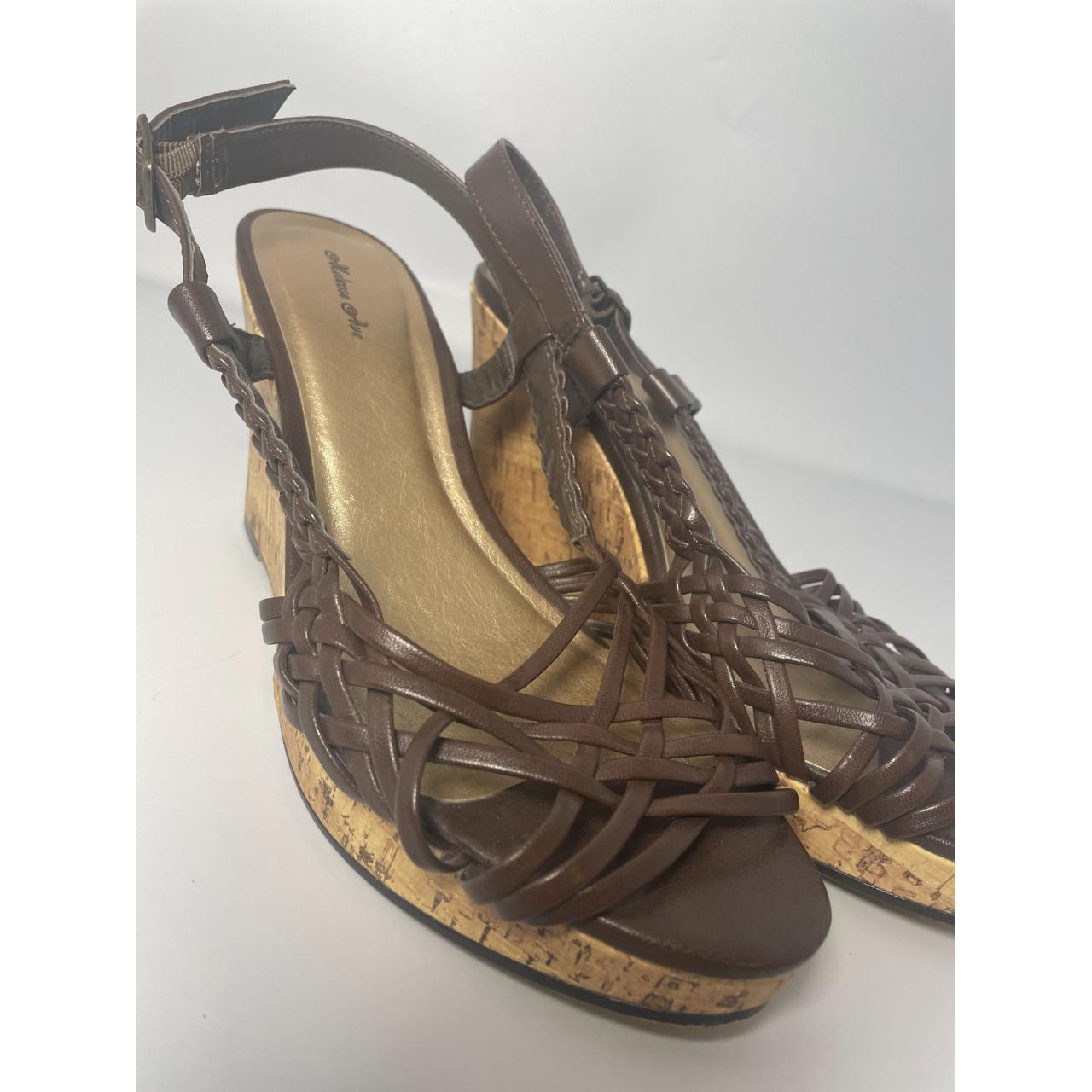 Strappy heeled sandal in chocolate brown. Adjustable... - Depop