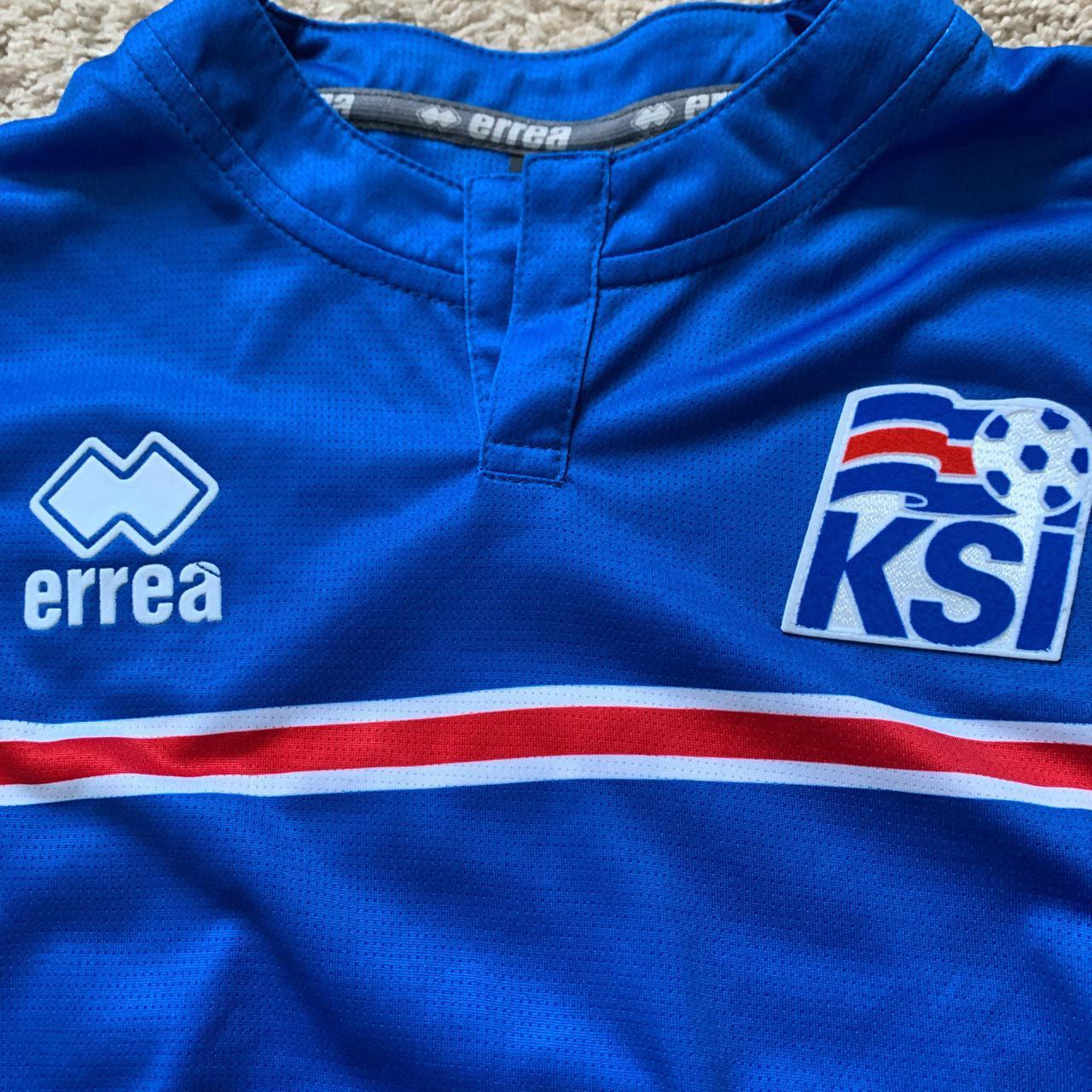 vintage Iceland Home Football Soccer Jersey- KSI- Errea sz 38