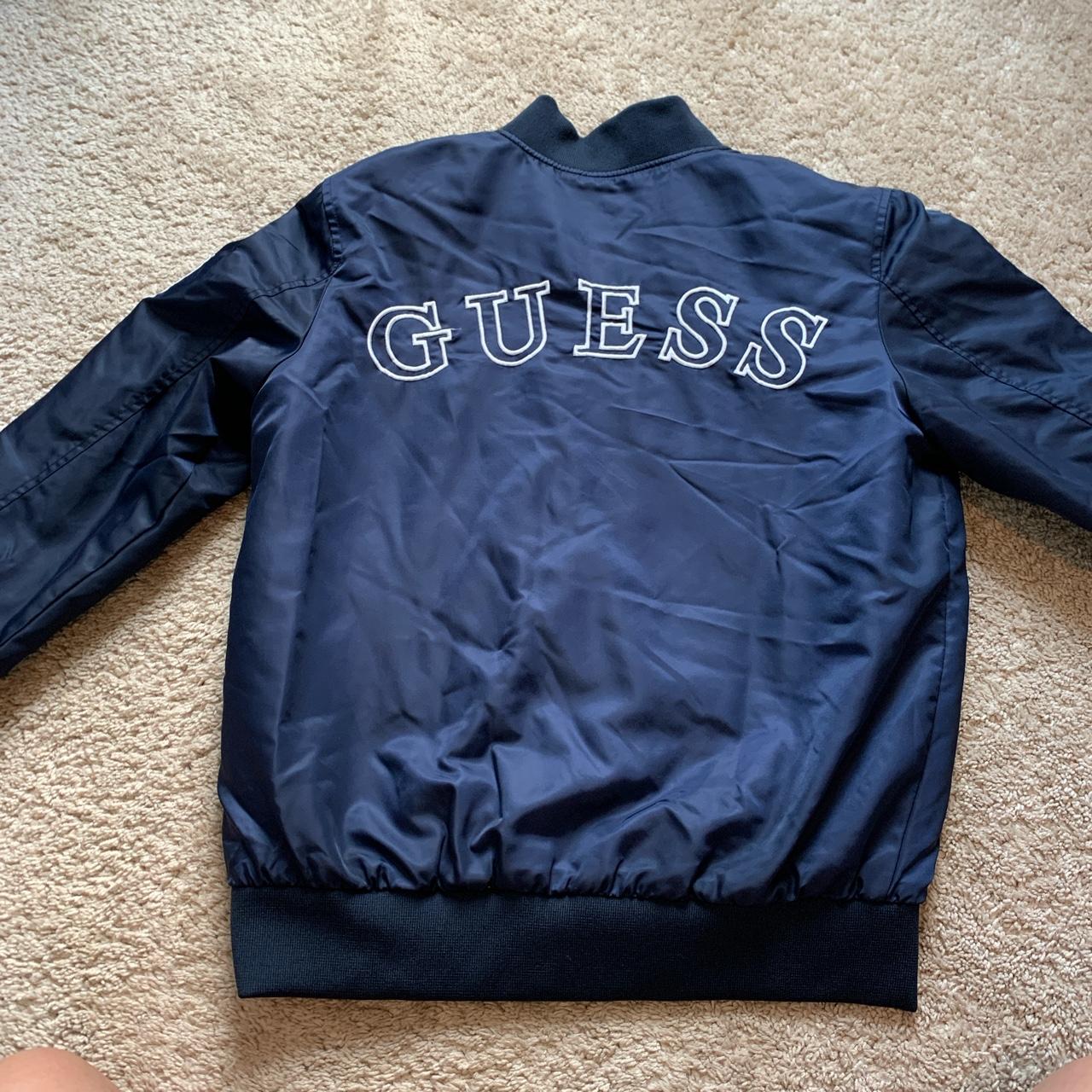 Guess Men's Navy and White Jacket | Depop