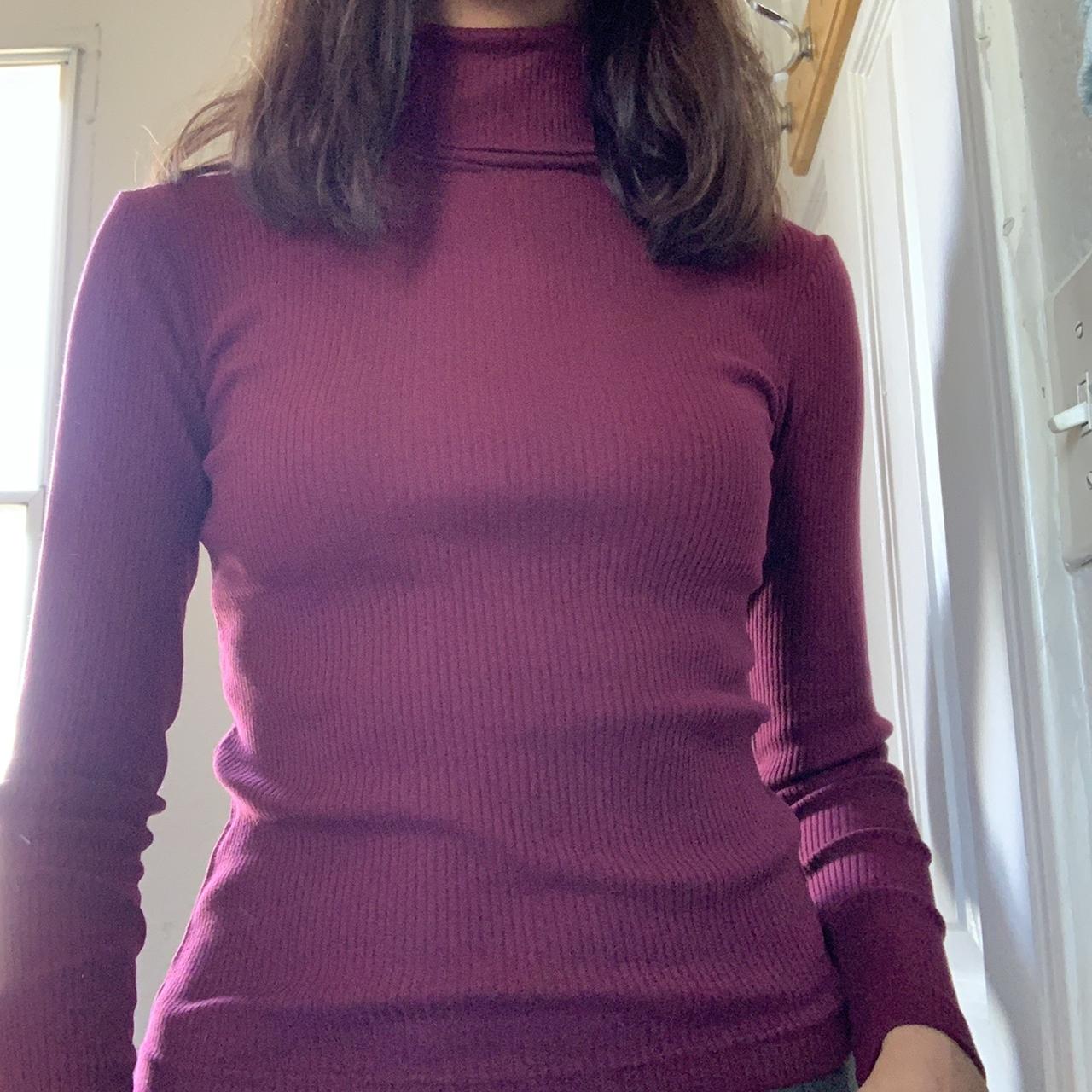 wine turtleneck long sleeve • nice quality &… - Depop