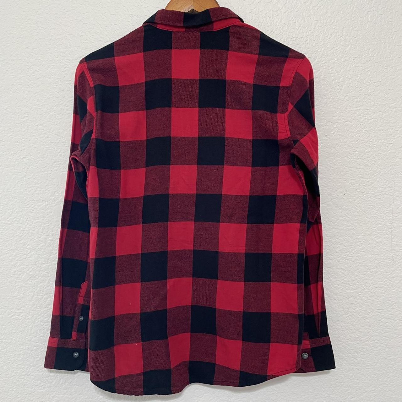 red and black flannel - never worn - size is 14/16... - Depop