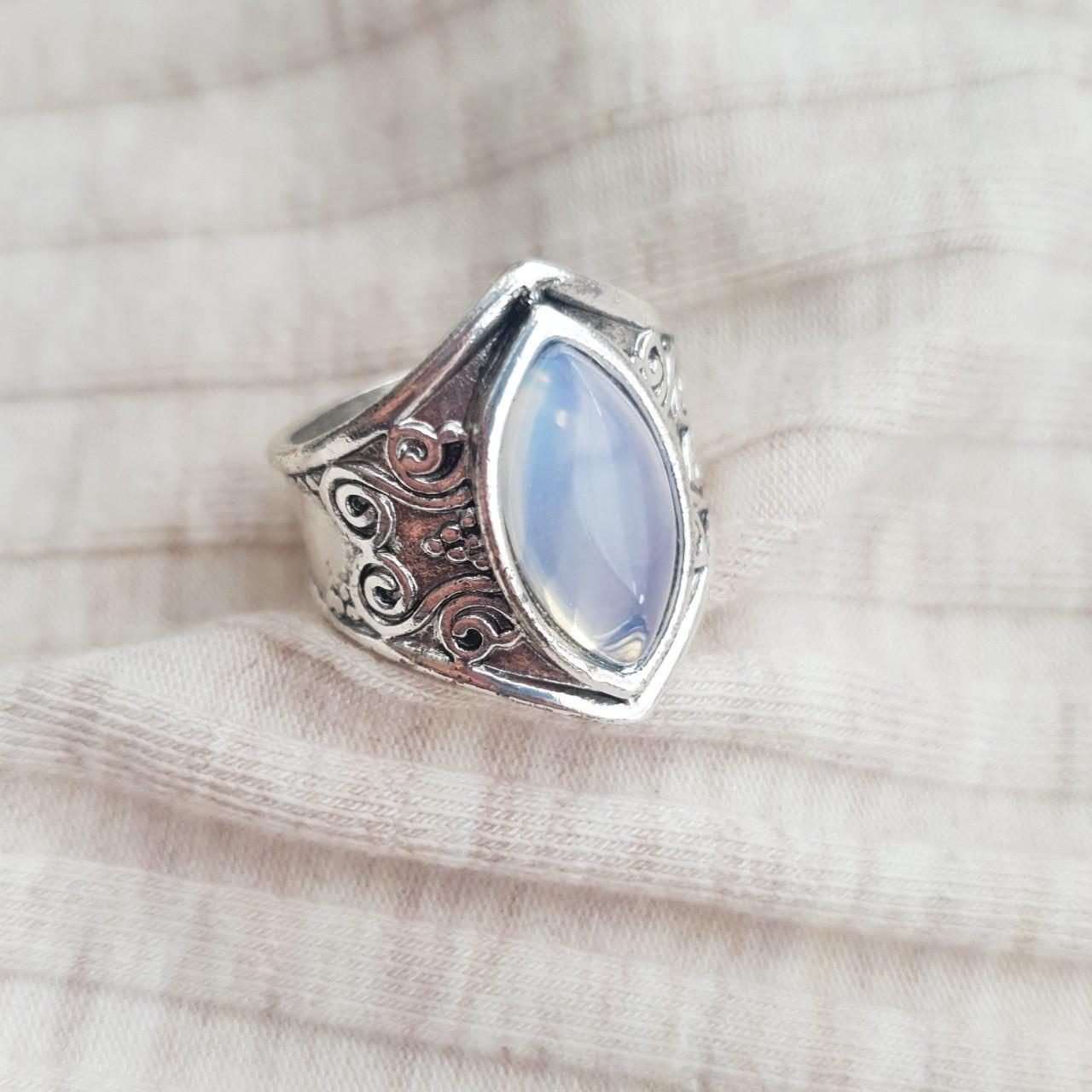 Silver moonstone ring. US size 8 looks great on any... - Depop