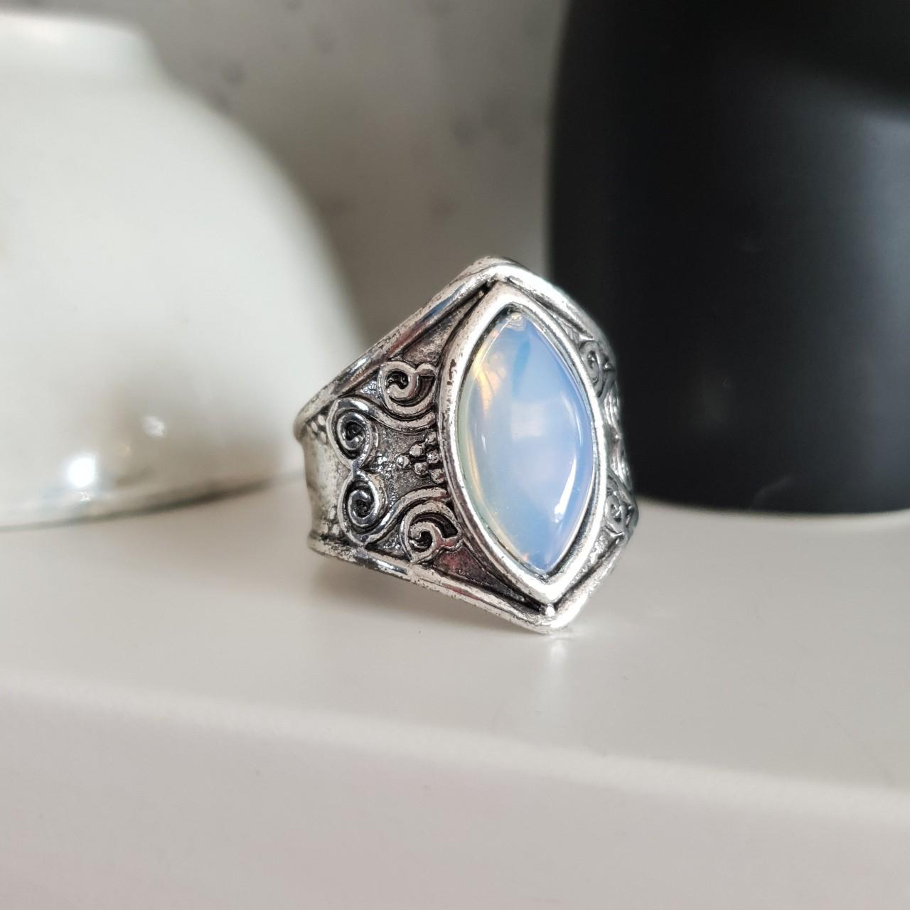 Silver moonstone ring. US size 8 looks great on any... - Depop