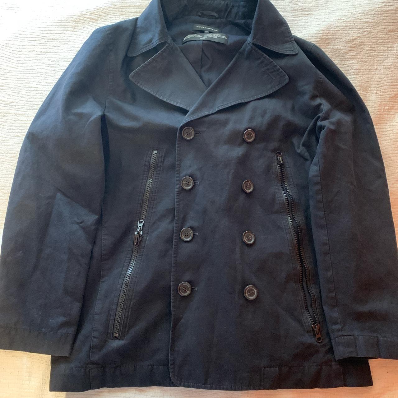 Club Monaco Trench Coat Navy blue with black... - Depop