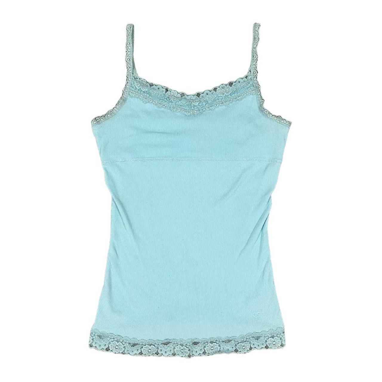 light blue justice lace cami tank top size… - Depop