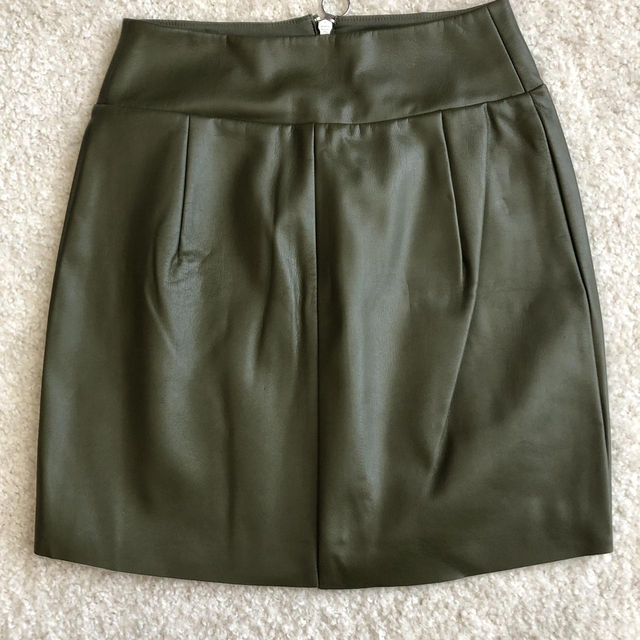 Express Olive Green Zipper Front Mini Skirt Brand. Depop