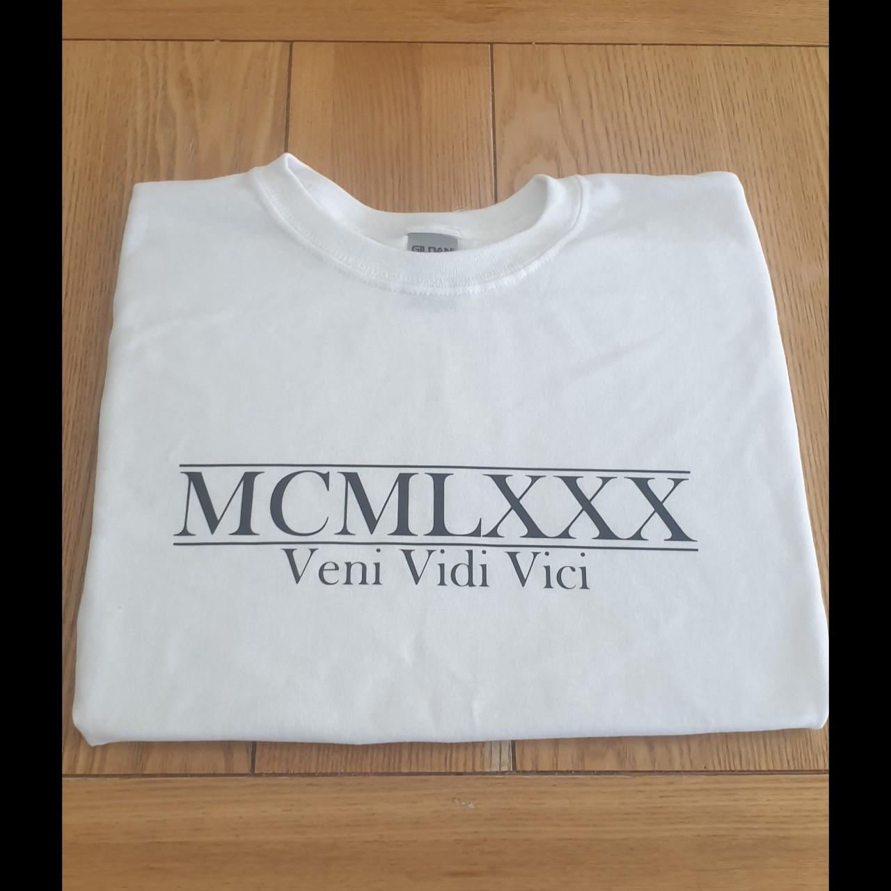 Veni Vidi Vici Roman Numerals T-shirt White Gildan... - Depop