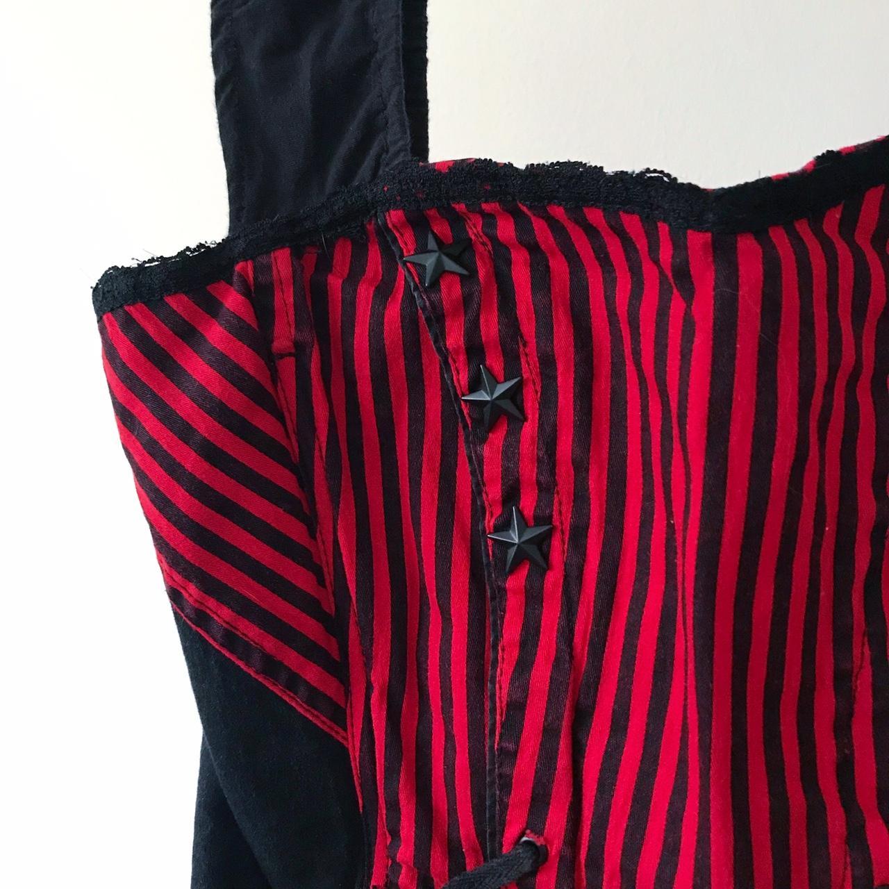 Selling Vintage Tripp NYC Ringmaster Red & Black Striped & Star Corset Top - L