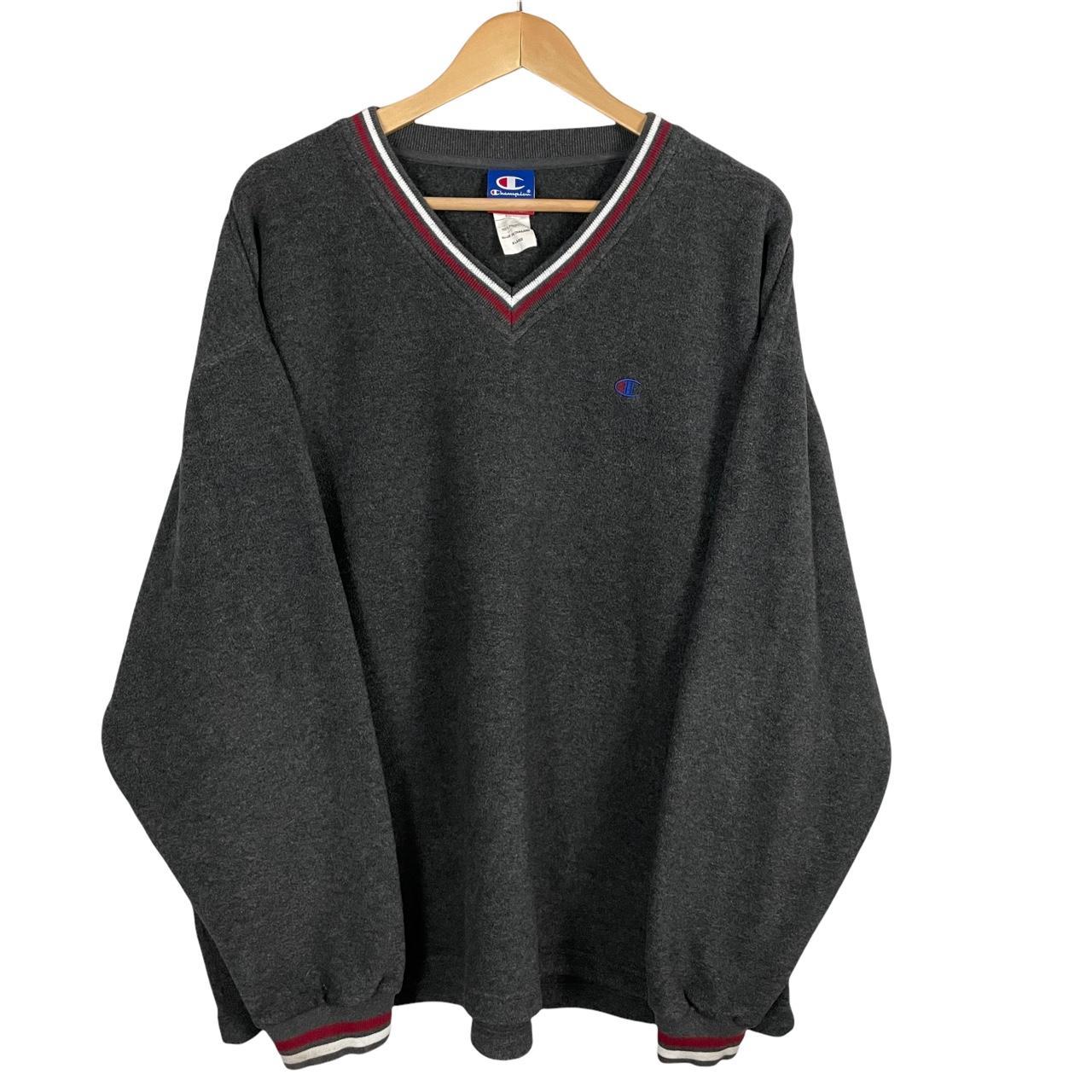 Champion white v neck 2025 sweatshirt