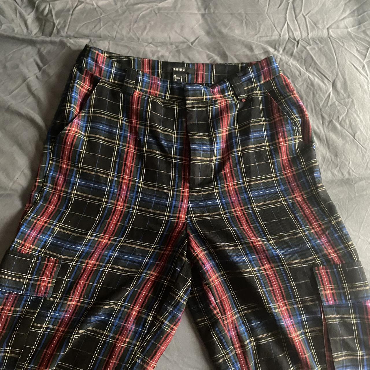 Forever 21 black plaid high waisted pants. Size... - Depop