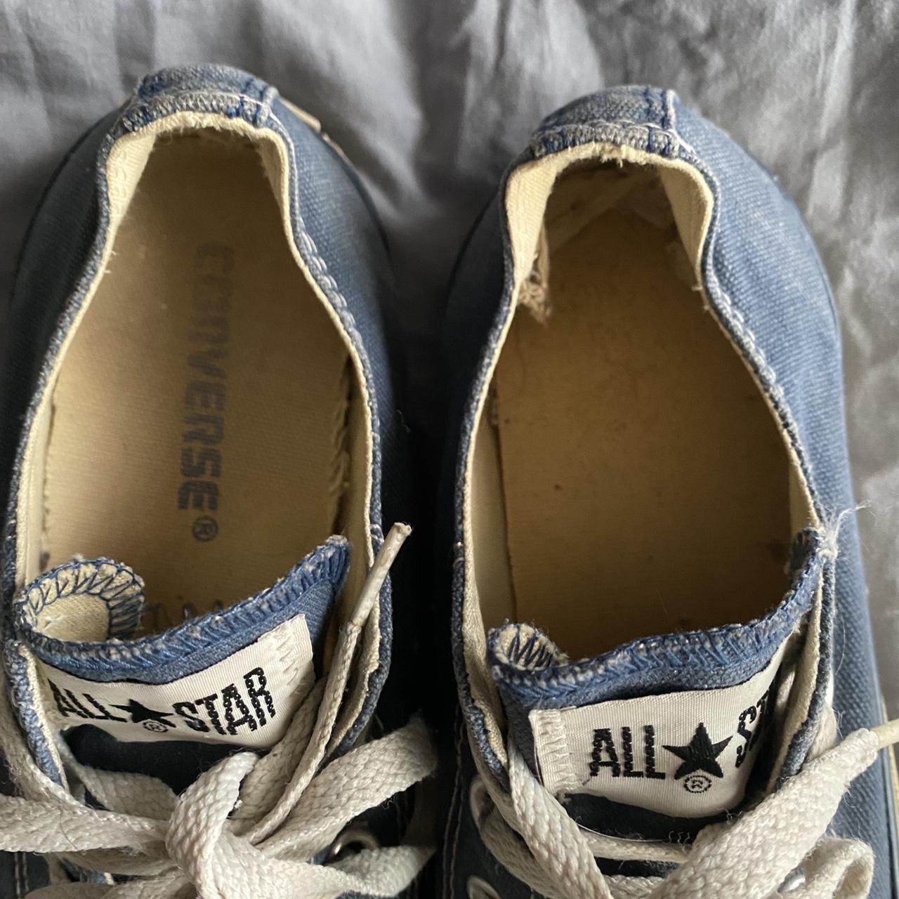 Super worn navy All Star Converse. Some writing that... - Depop