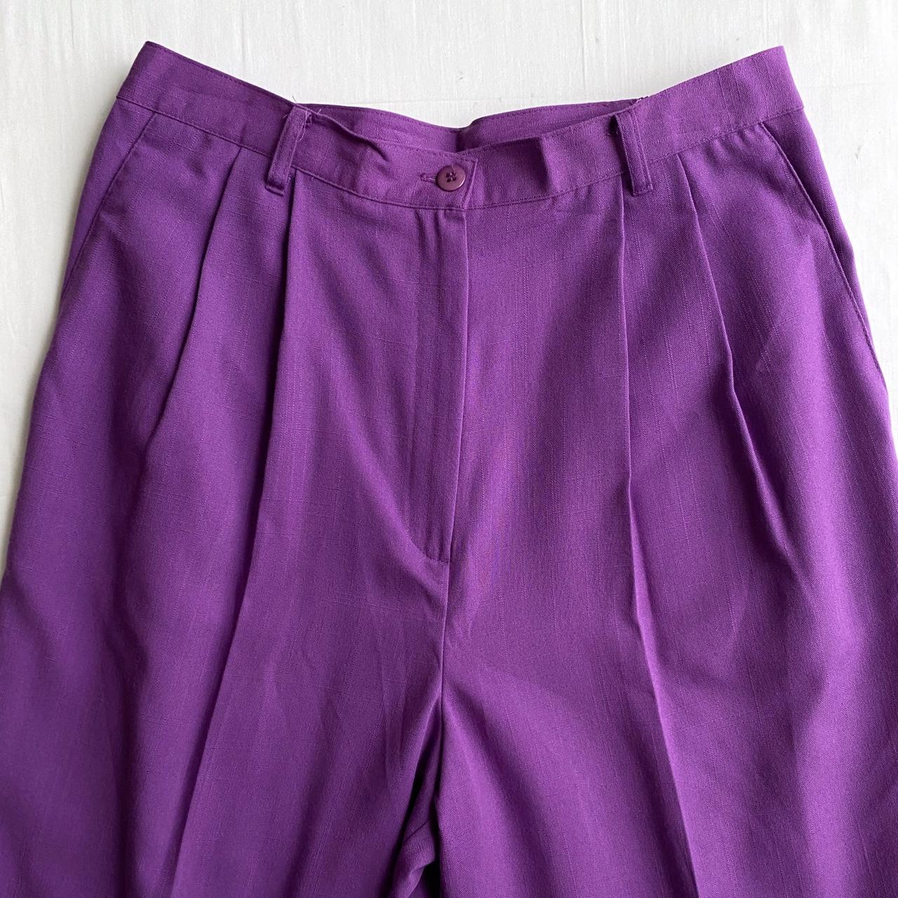 Purple pleated high waisted trousers Pants are not... - Depop