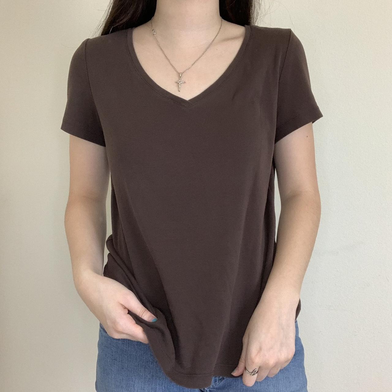 Talbots Brown V Neck Short Sleeve T Shirt Size On Depop