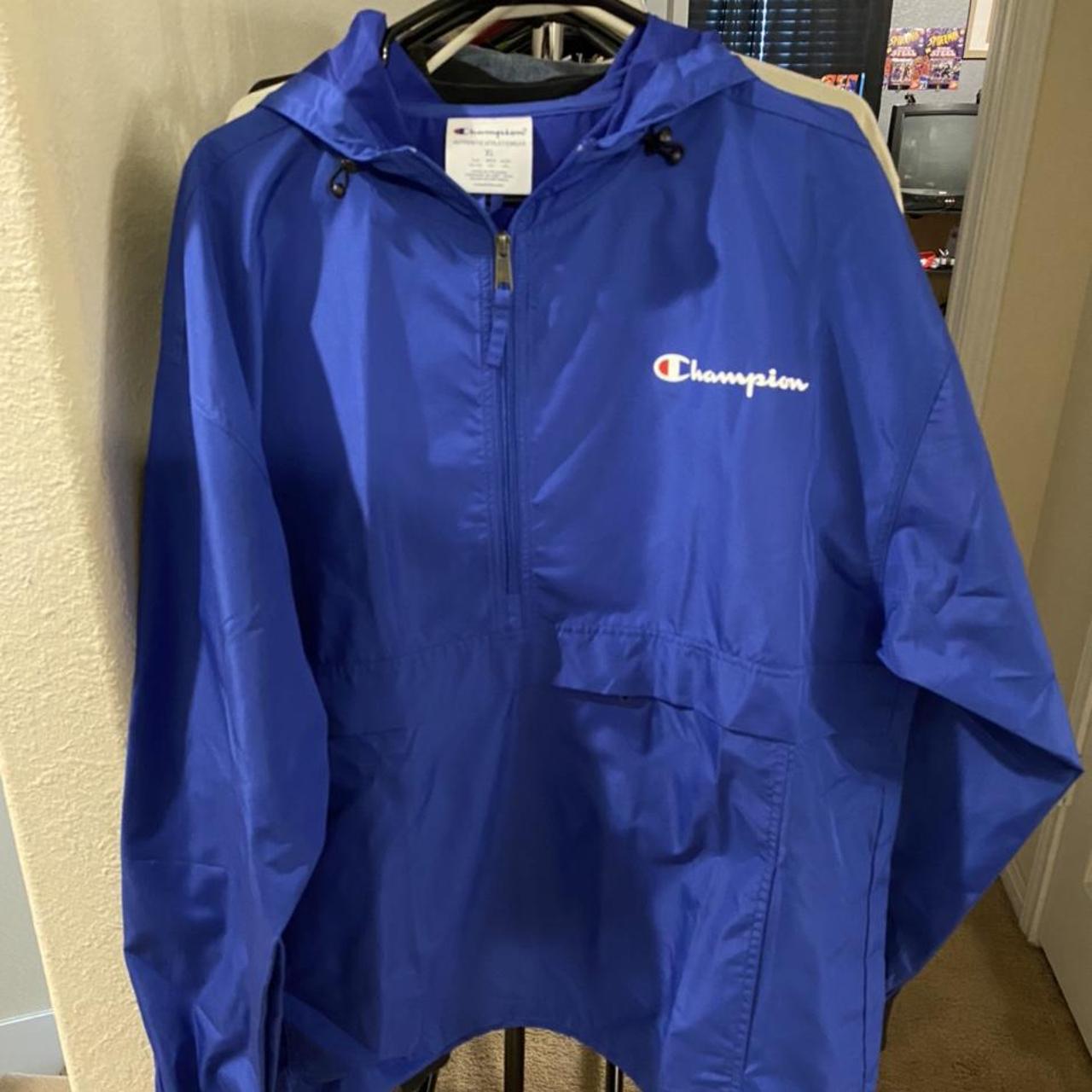 Champion windbreaker A very cool and unworn blue... Depop