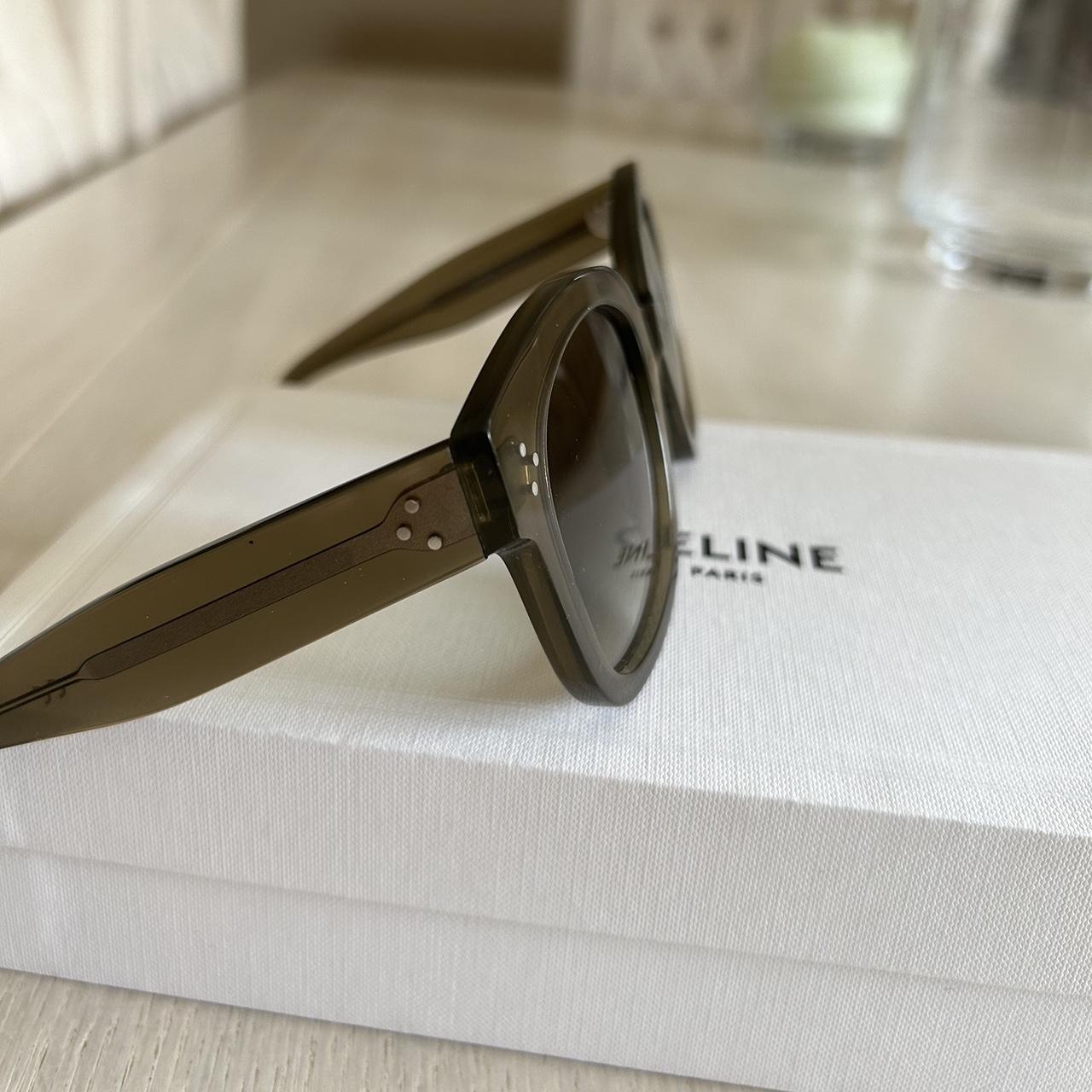 CELINE Women's Khaki Sunglasses Depop
