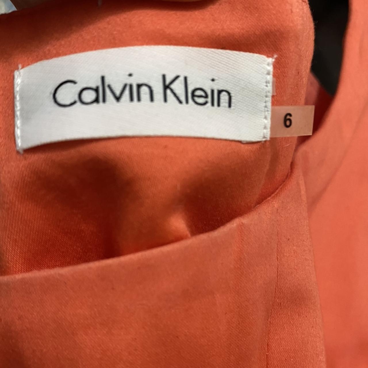 CALVIN KLEIN ORANGE SHEATH DRESS 📳 Square neckline... - Depop