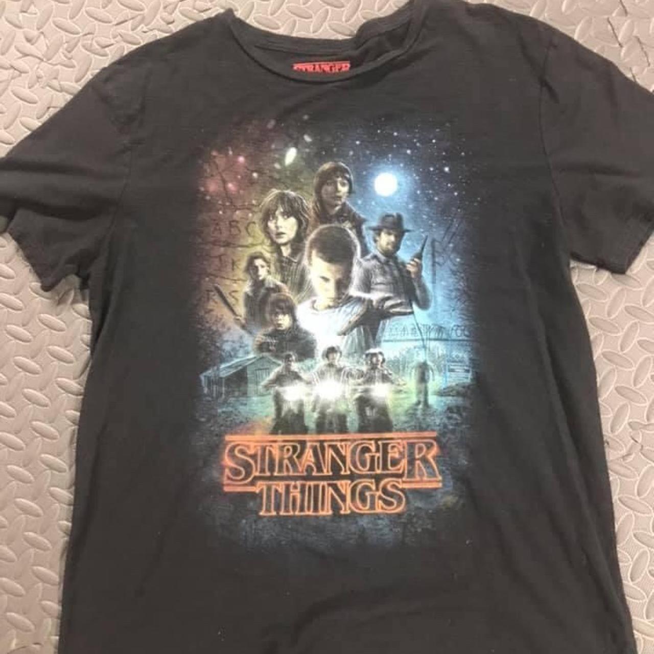 Stranger Things unisex large black tshirt, worn a... - Depop