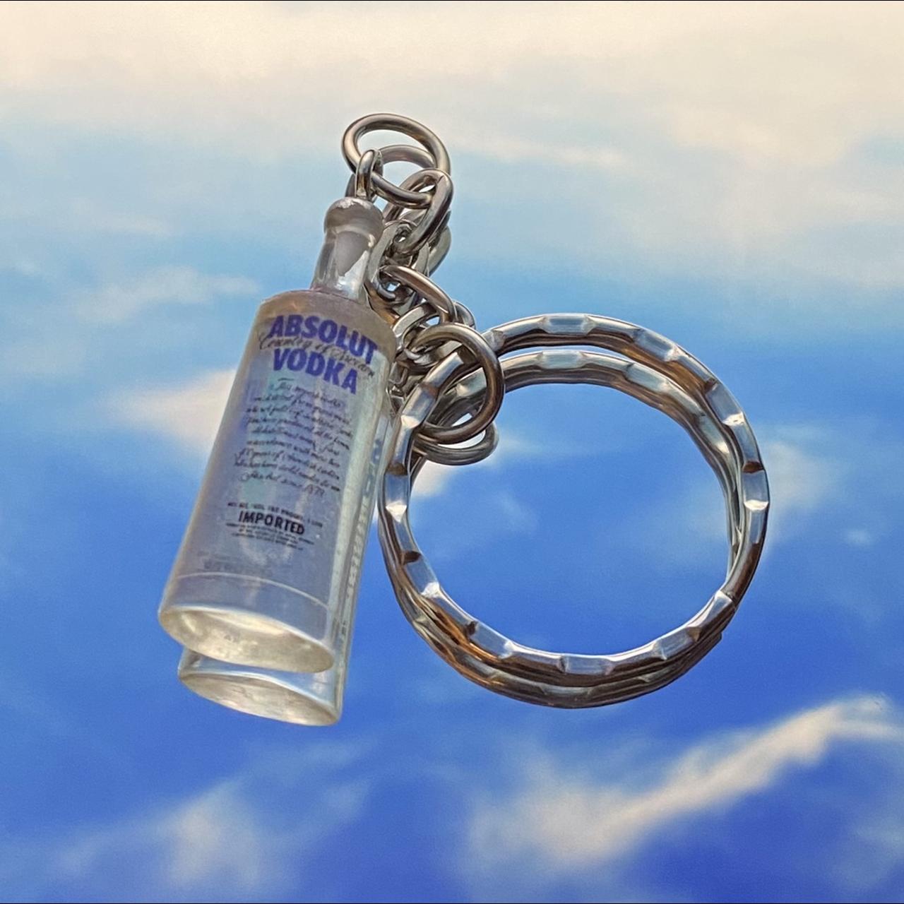 mini ‘absolut’ vodka bottle keychain / key ring... Depop