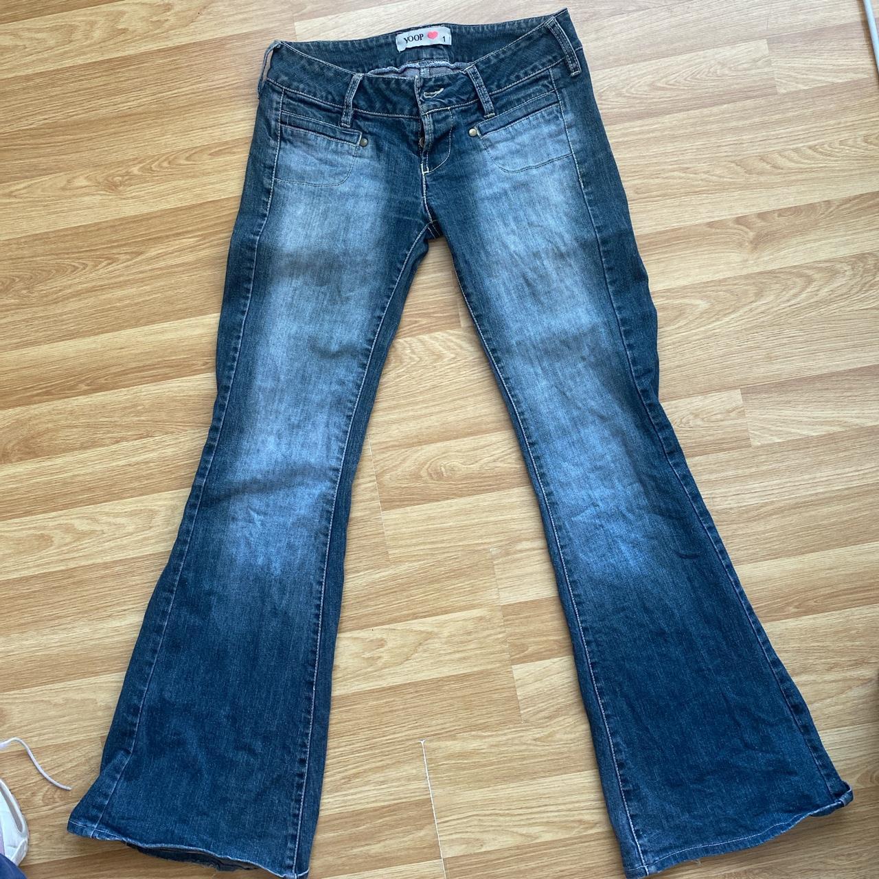 The most stunning y2k blue jeans with light blue... - Depop