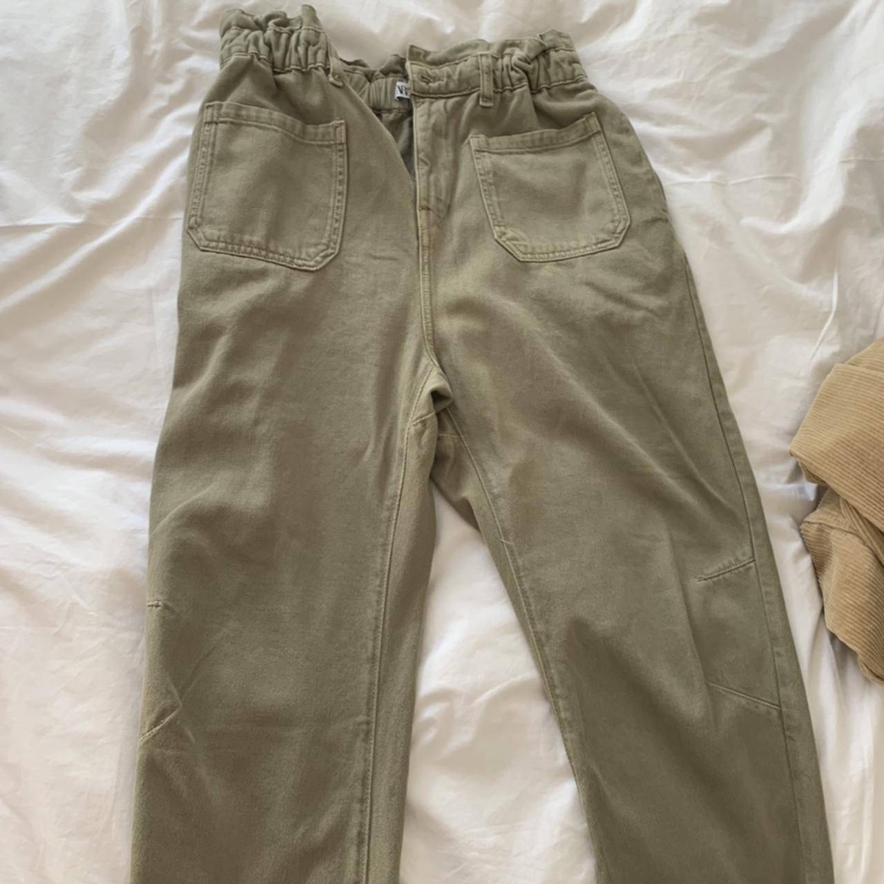 Olive coloured Zara bombachas- style trousers. Worn... - Depop
