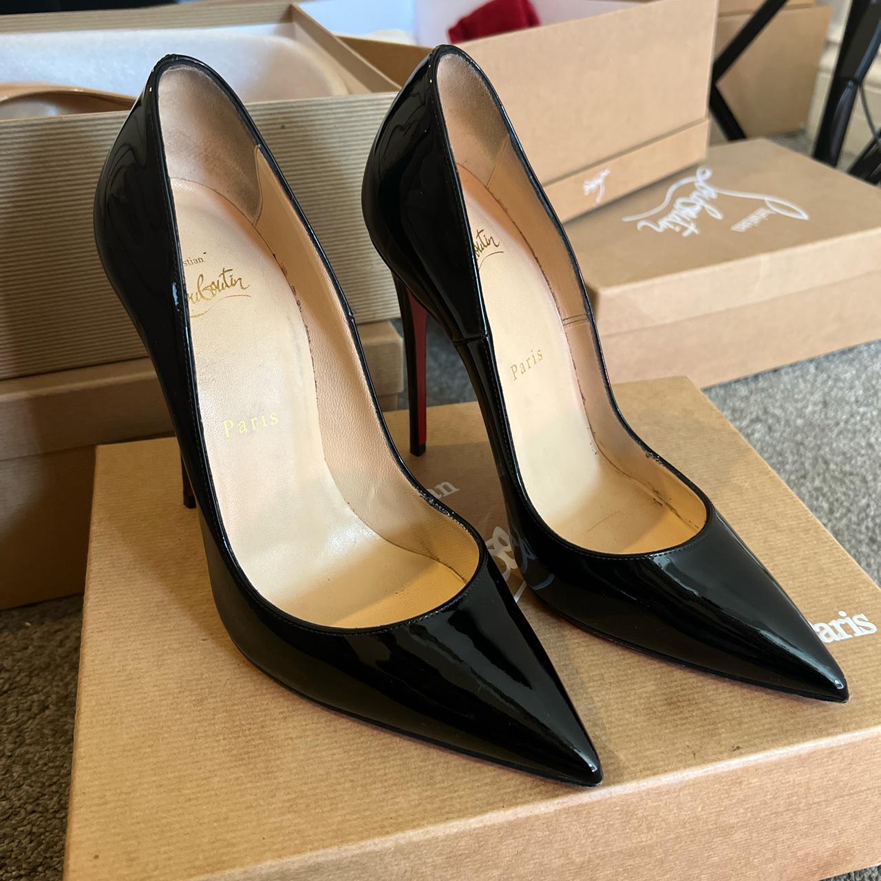 Black patent so kate louboutin 🖤 4 and a half,... - Depop