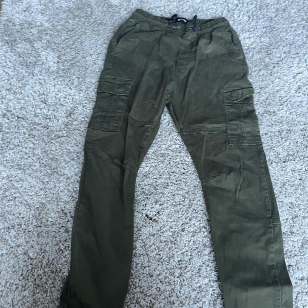 primark cargos, dark green male, small could fit... - Depop