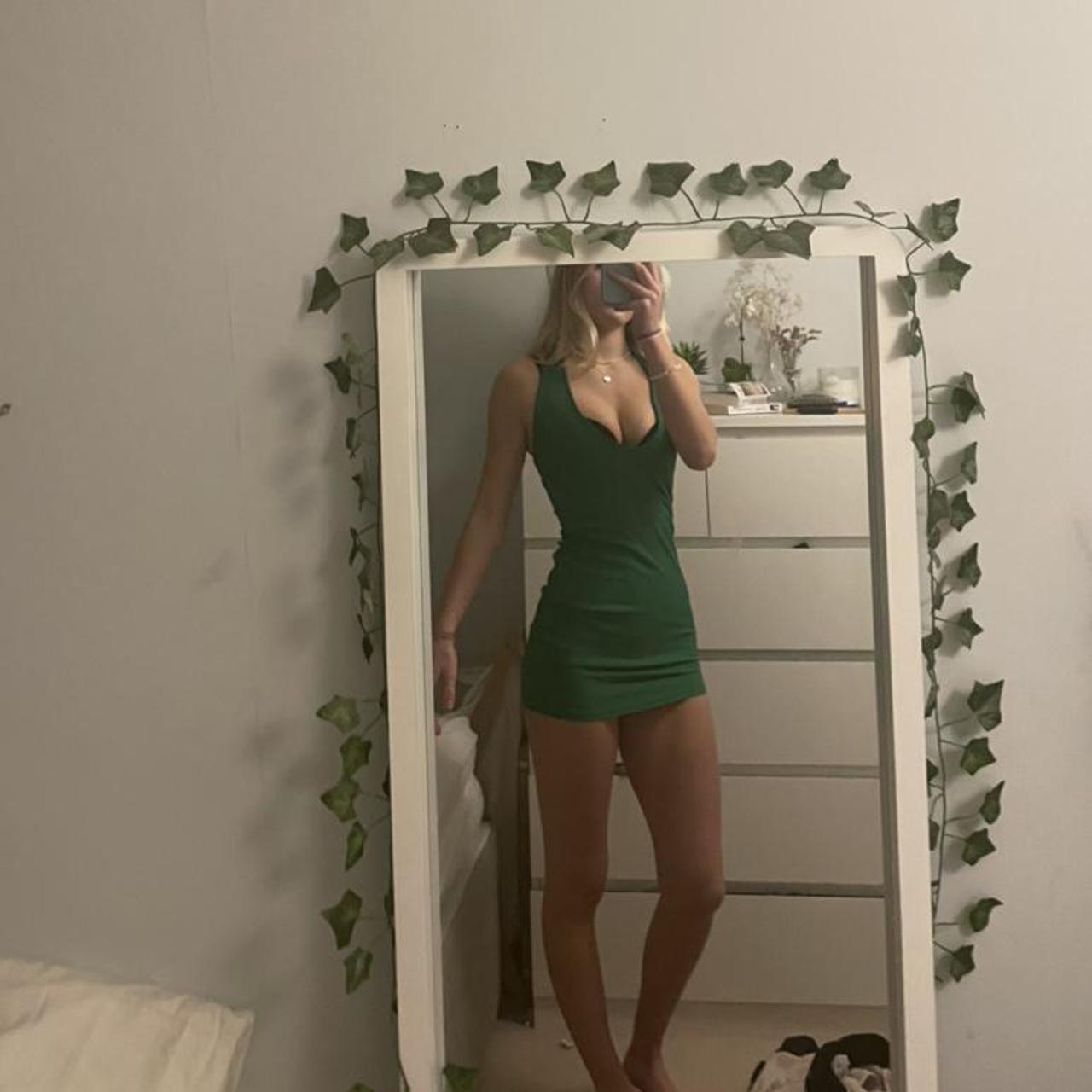 Green Plt Halter Neck Bodycon Dress Really Pretty Depop