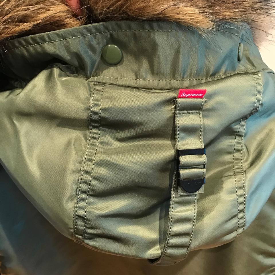 supreme arc logo N-3B parka jacket in sage green... - Depop