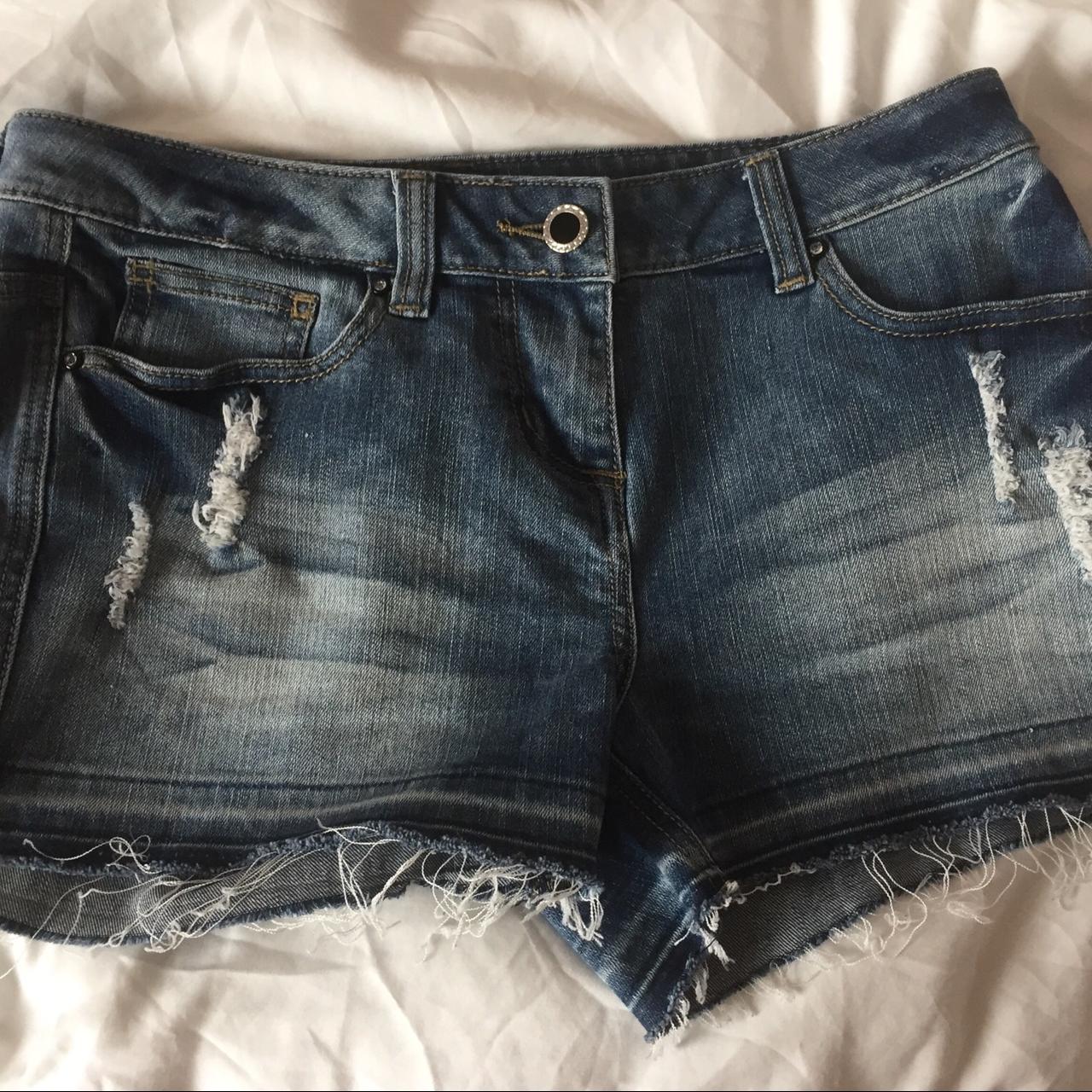 Ripped denim shorts x Perfect condition Worn once... - Depop