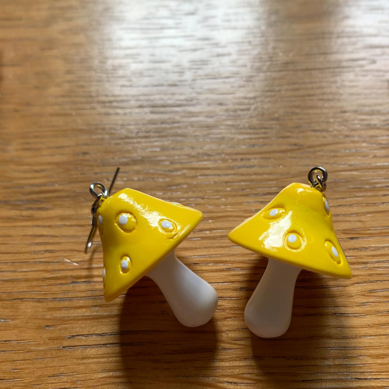 Super cute yellow mushroom earrings !! Dangly and... Depop