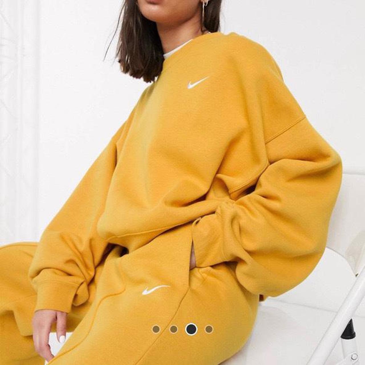 nike mini swoosh oversized boxy sweatshirt in yellow