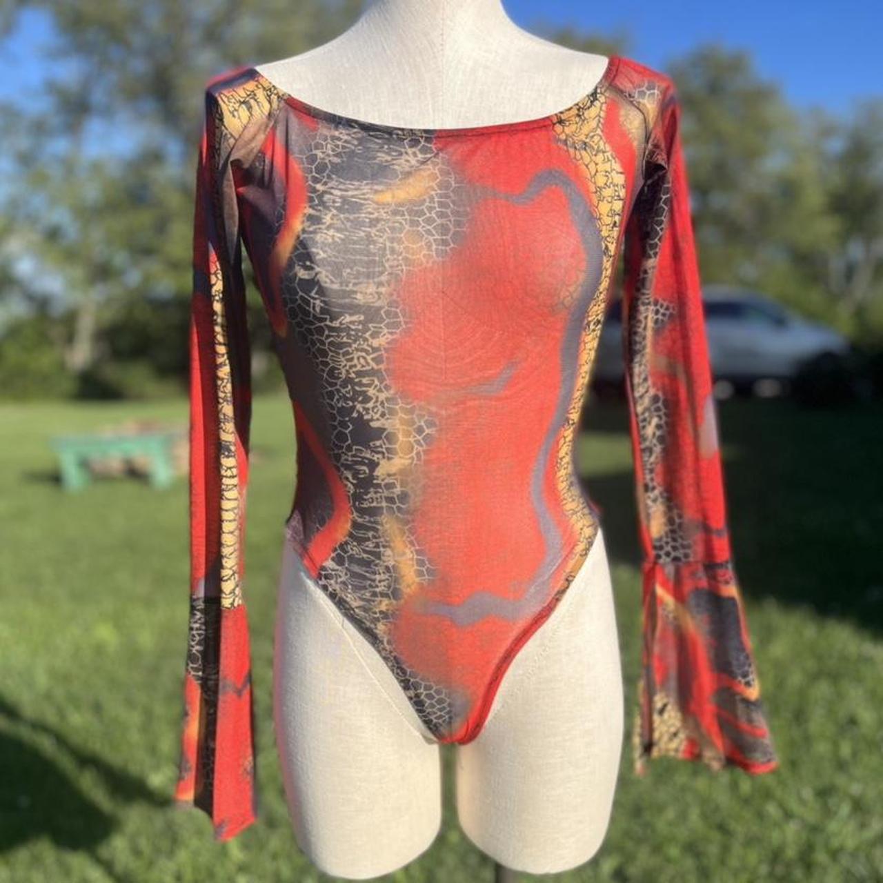 Black Scale Women's Red and Black Bodysuit