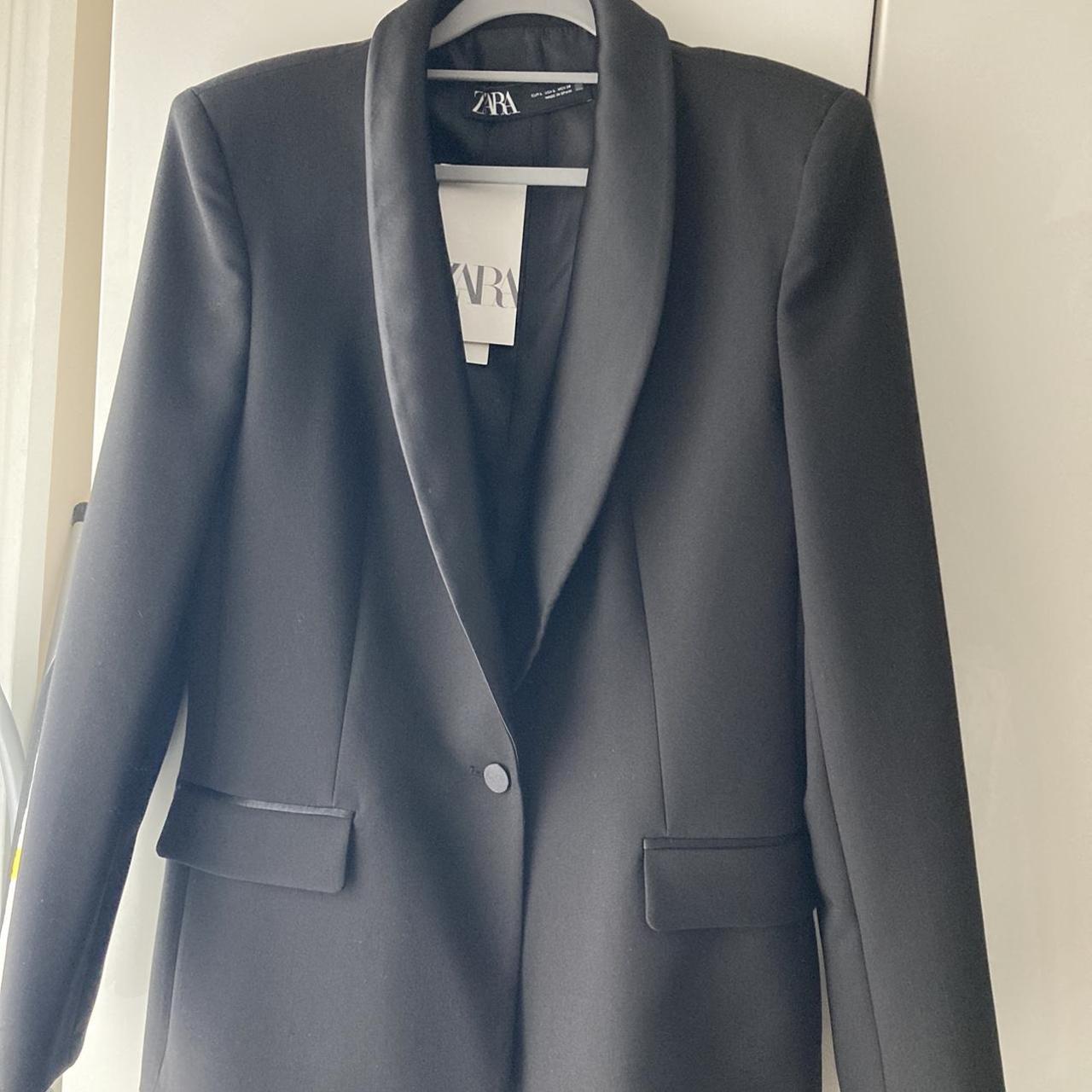 Zara black blazer with satin lapels New with... - Depop