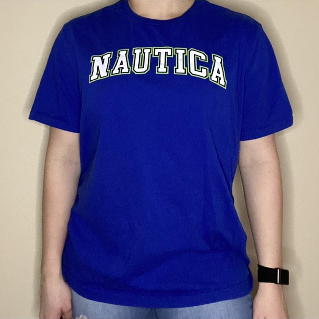 🥶 Blue Mens Nautica Tee With Green And White Depop