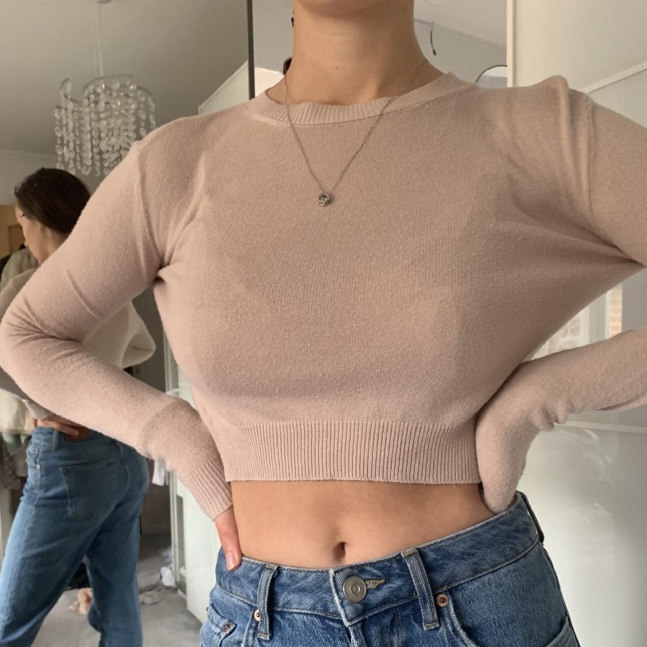 Brandy Melville Super cute and fluffy crop nude top....