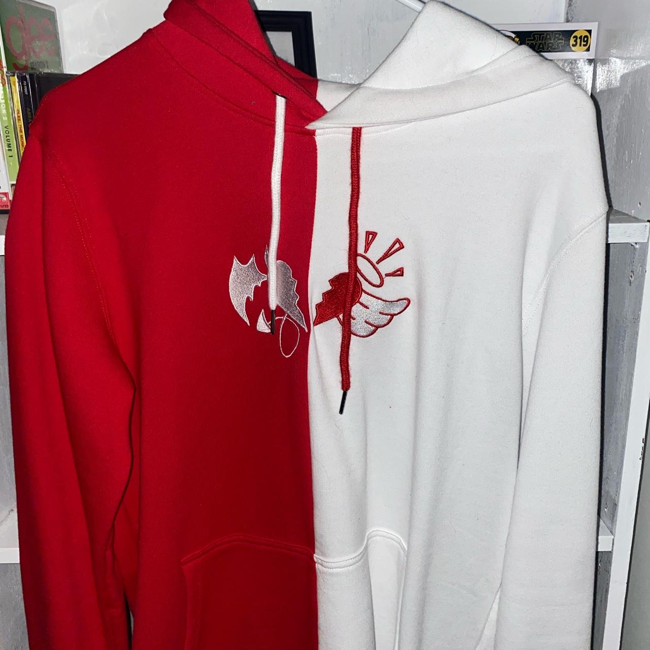 Demon and angel discount hoodie red and white