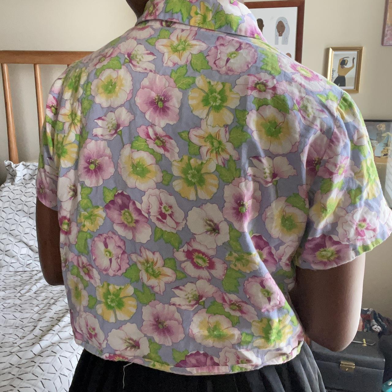 Vintage Hawaiian shirt Button down Bright floral - Depop