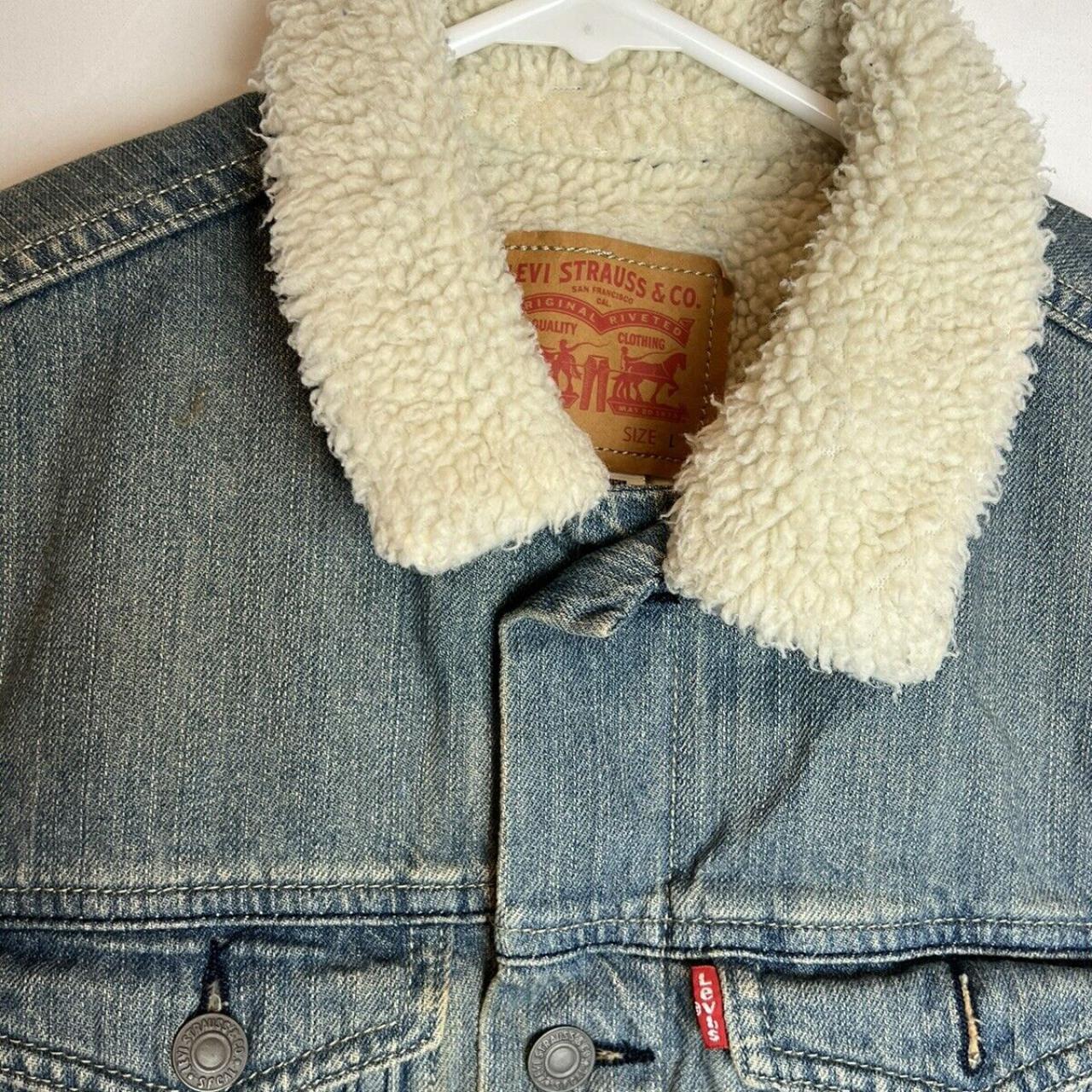 LEVI'S Denim Original Sherpa Trucker Jacket Size LGG... - Depop