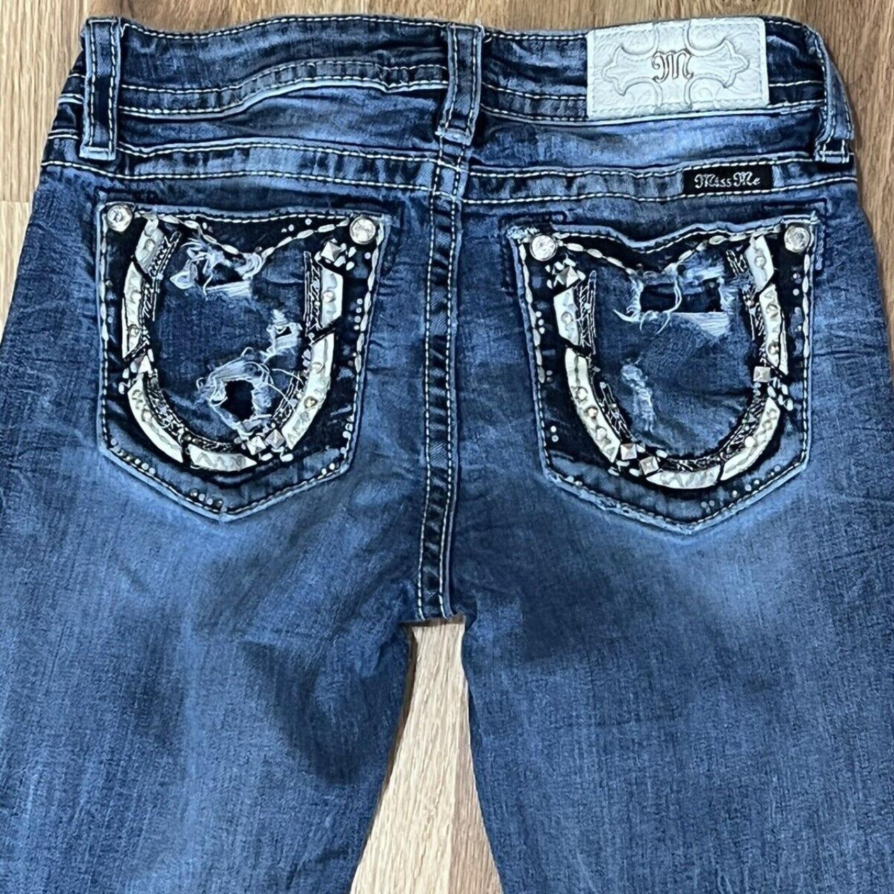 Miss Me Boot Cut Jeans Horseshoe Bedazzled Pockets... - Depop